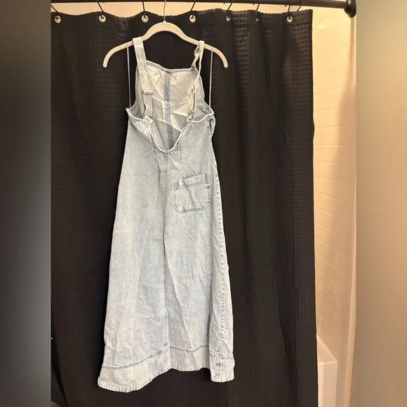 Free People Dex Denim Midi Dress Small Color: Bleachout NWT